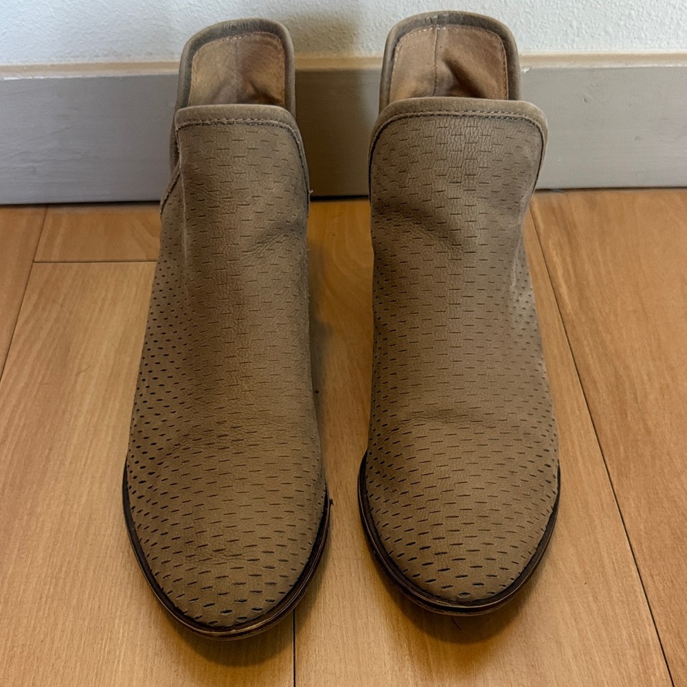 Lucky Tan Bailey Perforated Suede Booties - 9.5